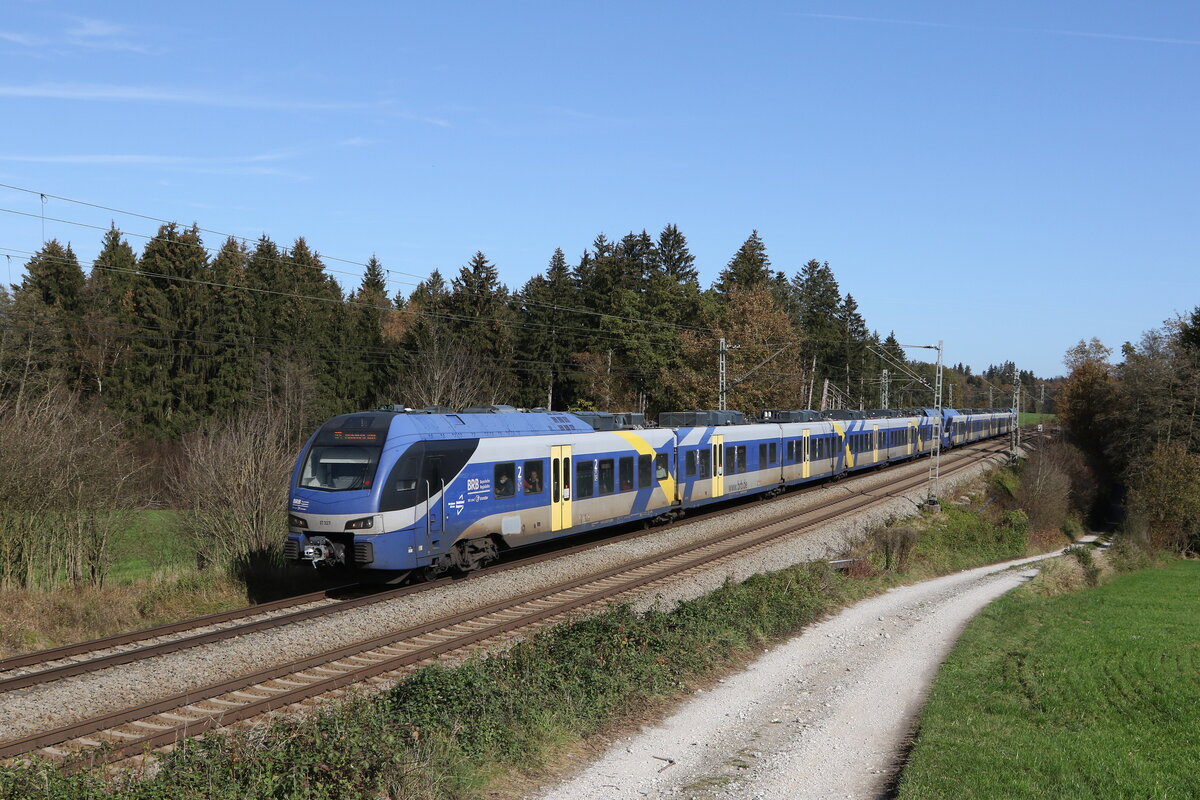 430 027 und 430 015 aus Freilassing kommend am 31. Oktober 2022 bei Grabenst�tt.