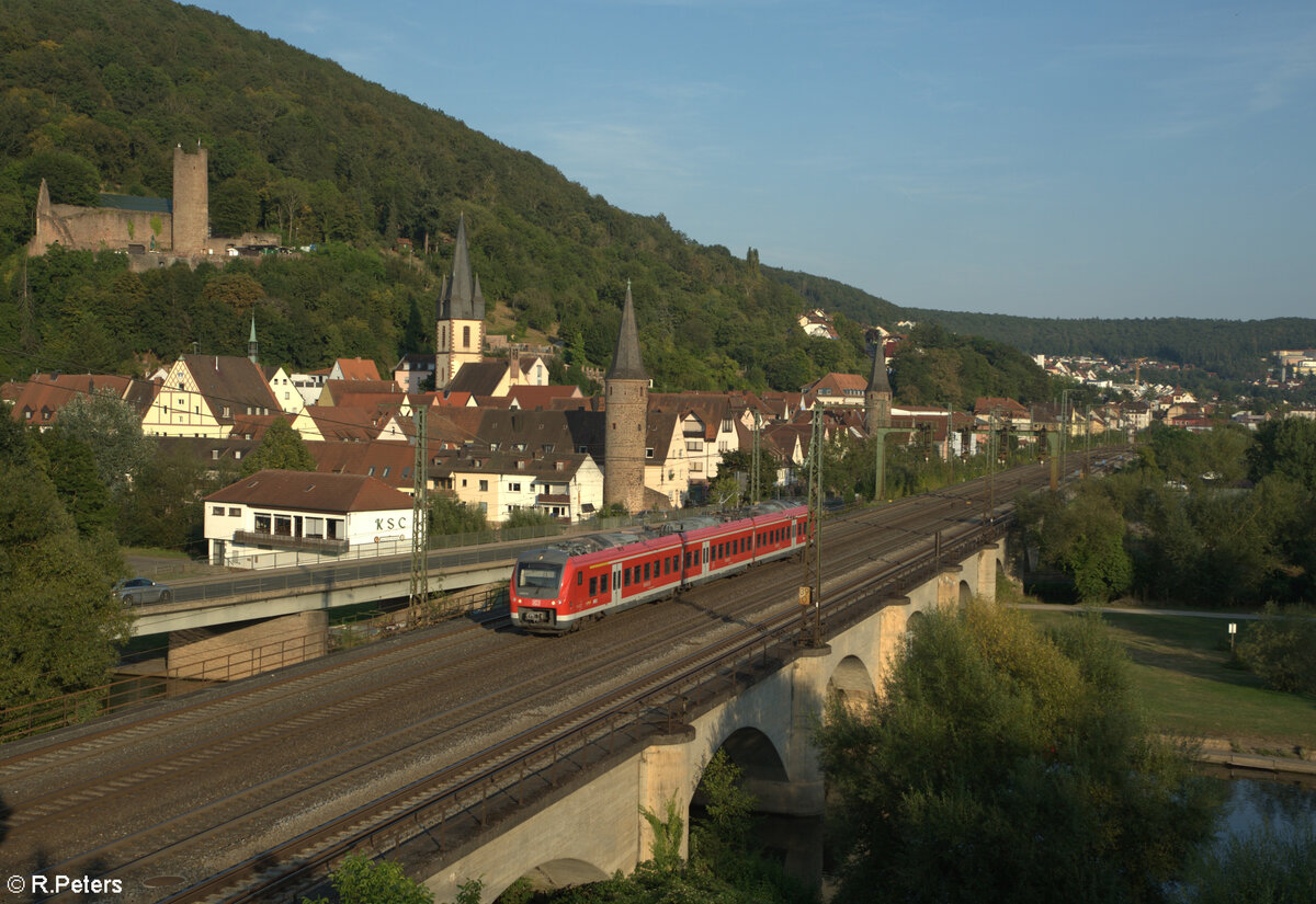 440 811 als RB53 58060 Bamberg - Schlüchtern verlässt Gemünden (Main) 01.09.24
