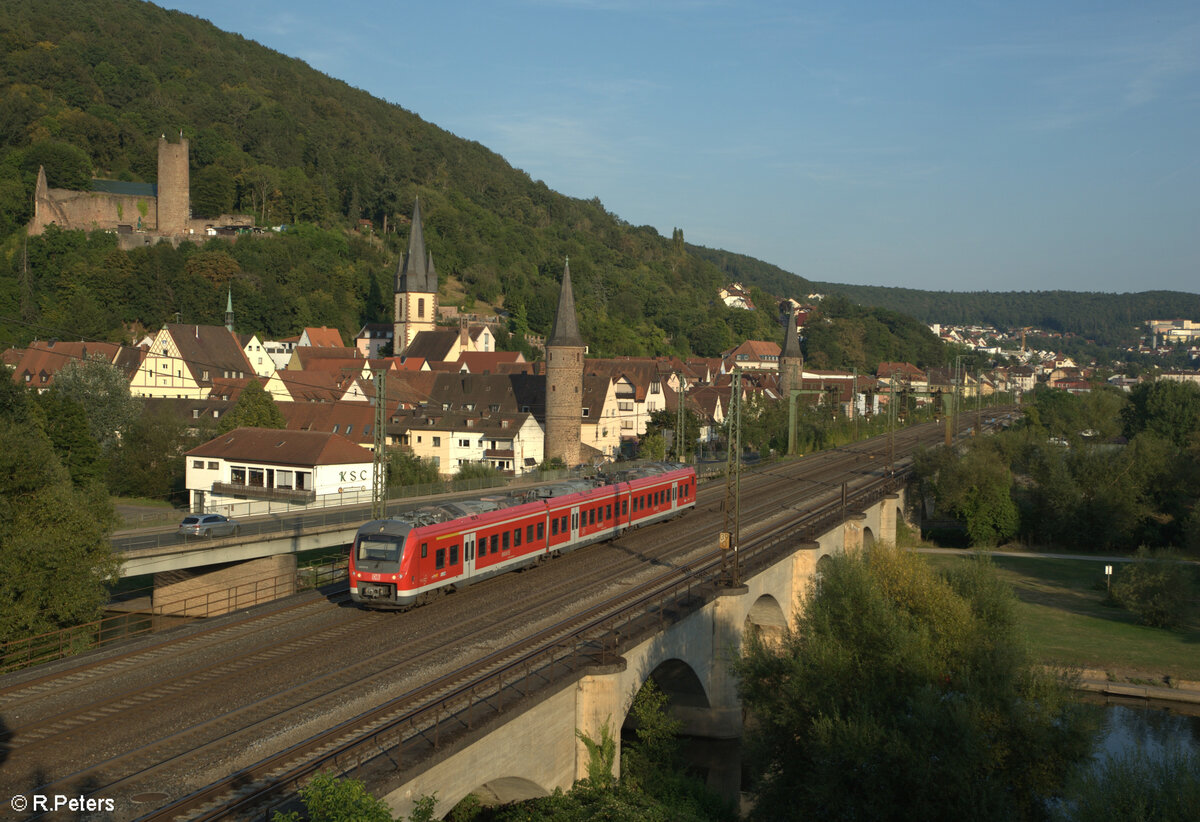 440 811 als RB53 58060 Bamberg - Schlüchtern verlässt Gemünden (Main) 01.09.24