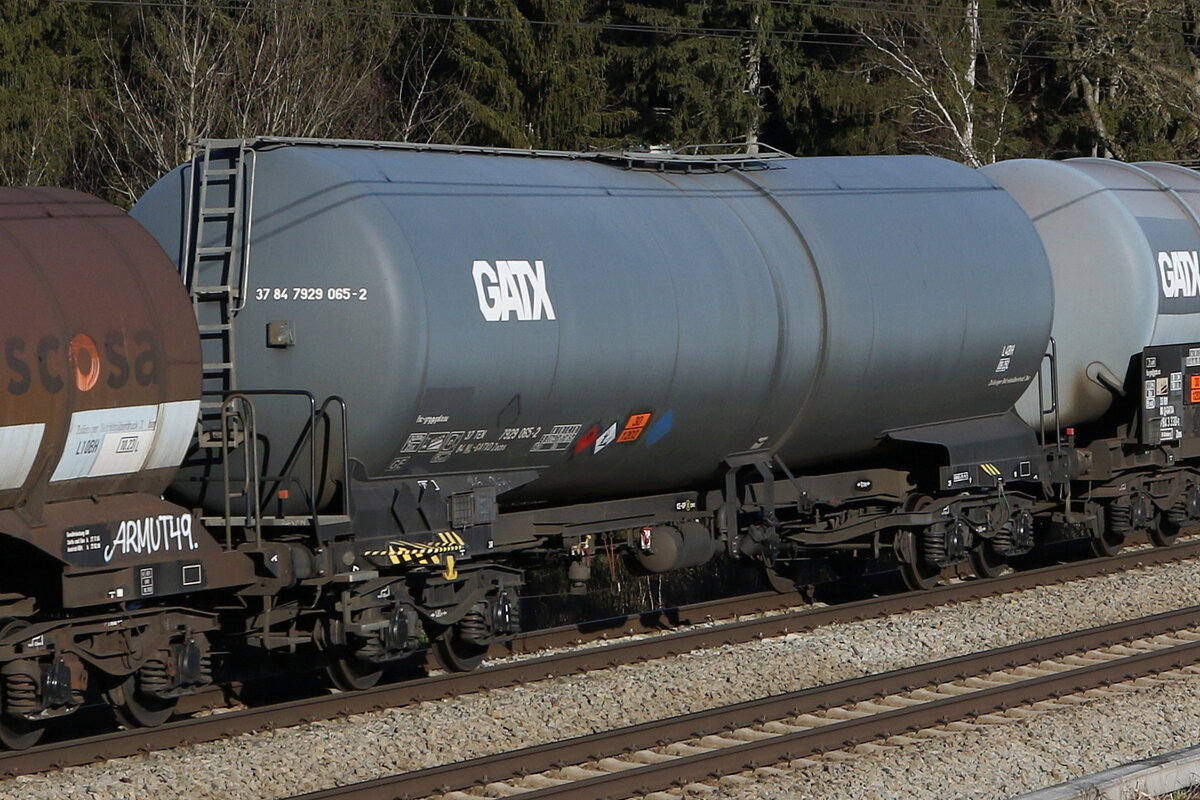 7929 065 (Zacns) von  GATX  am 31. Dezember 2021 bei Grabenst�tt.