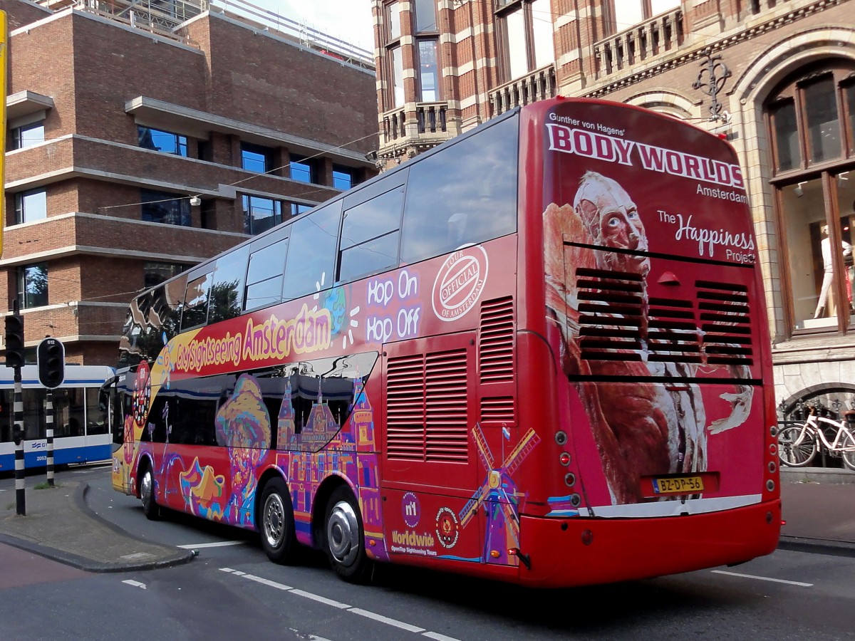 Ayats Sightseeing Stockbus im Juni 2014 in Amsterdam gesehen.