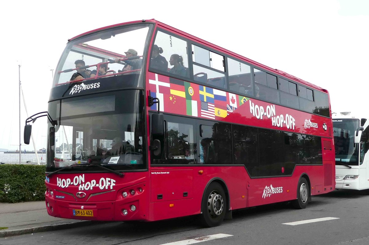 Doppeldecker auf Stadttour in Kopenhagen im August 2017