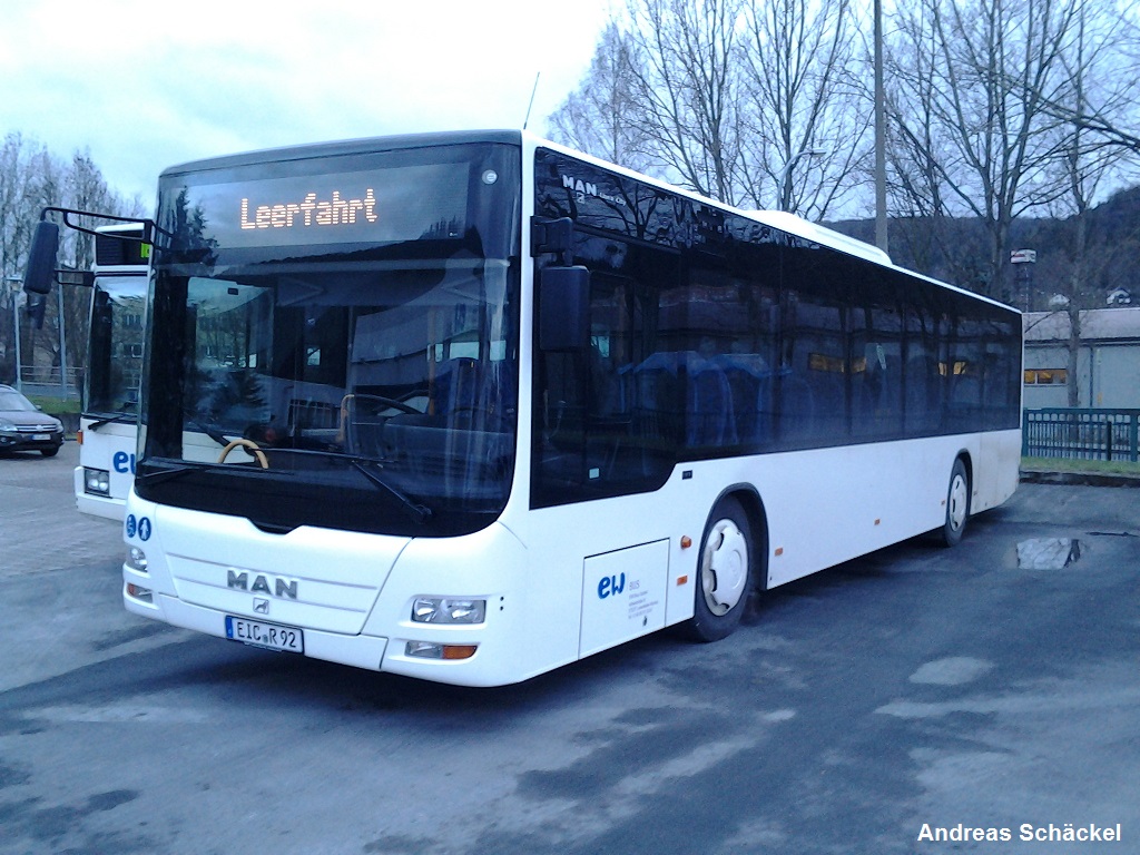 EIC R 92 M.a.n. Lions City der EW Bus GmbH auf dem Betriebshof in Heilbad Heiligenstadt