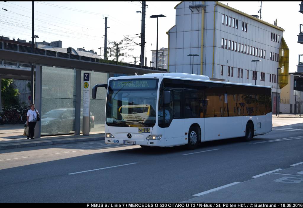 Ein MERCEDES O 530 CITARO II Ü der Fa. N-Bus unterwegs im Stadtverkehr St. Pölten auf der Linie 7.