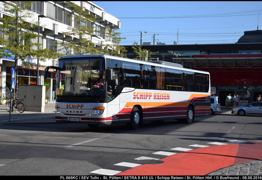 Ein SETRA S 415 UL der Fa. Schipp Reisen unterwegs beim SEV im Auftrag der ÖBB.