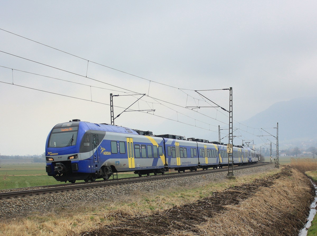 ET 307 aus Salzburg kommend am 4. M�rz 2014 in Weisham.