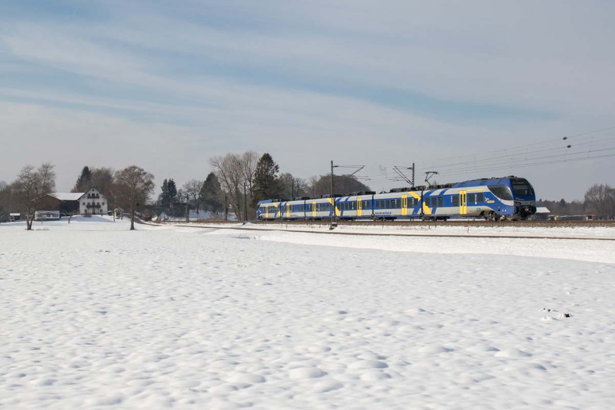 ET 308 am 20. Januar 2016 bei �bersee, auf dem Weg nach Salzburg.