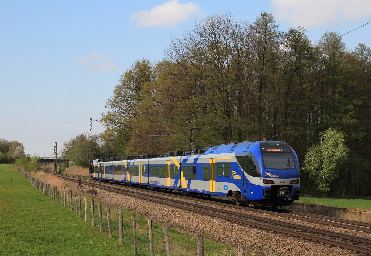 ET 308 auf dem Weg nach M�nchen. Aufgenommen am 14. April 2014 bei Vogl.