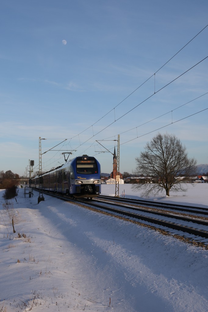ET 315 in Richtung M�nchen fahrend am 31. Januar 2015 kurz nach �bersee.