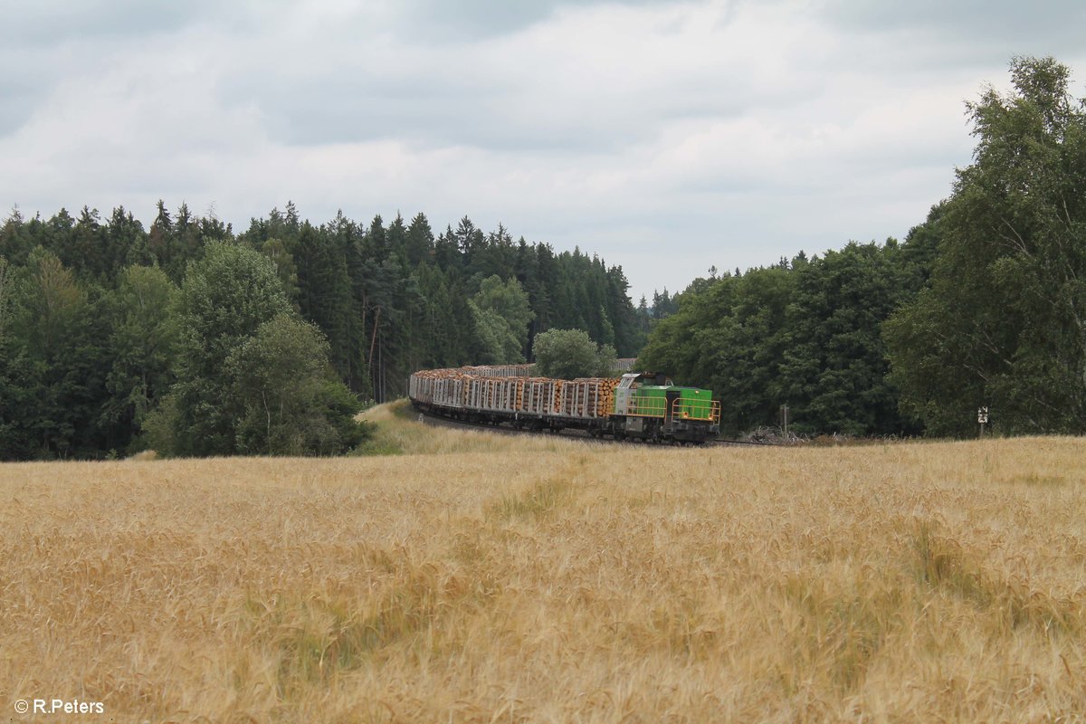 G1700.03 zieht bei Oberteich den Holzzug Cheb - Wiesau. 24.07.17