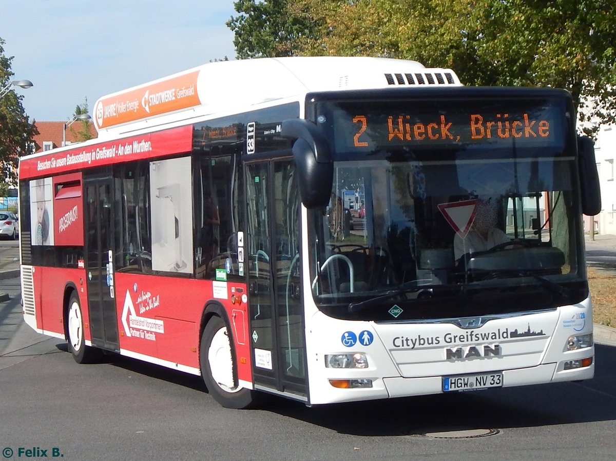 MAN Lion's City CNG der Stadtwerke Greifswald in Greifswald.