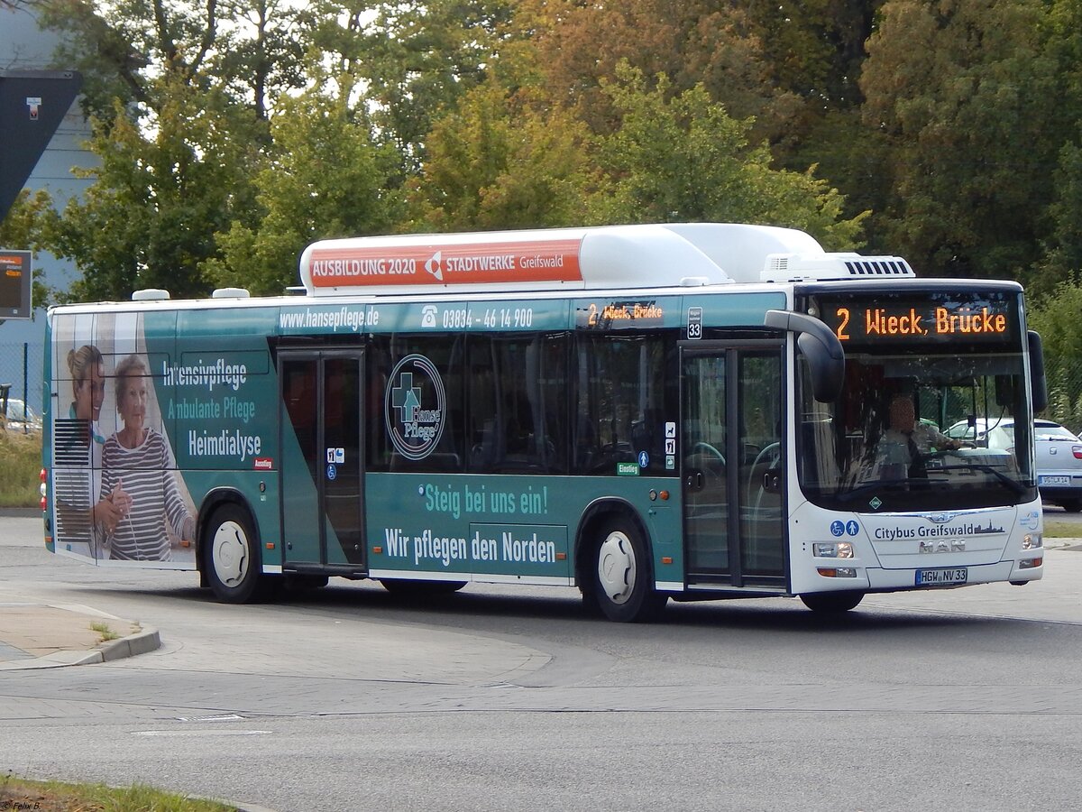 MAN Lion's City CNG der Stadtwerke Greifswald in Greifswald.