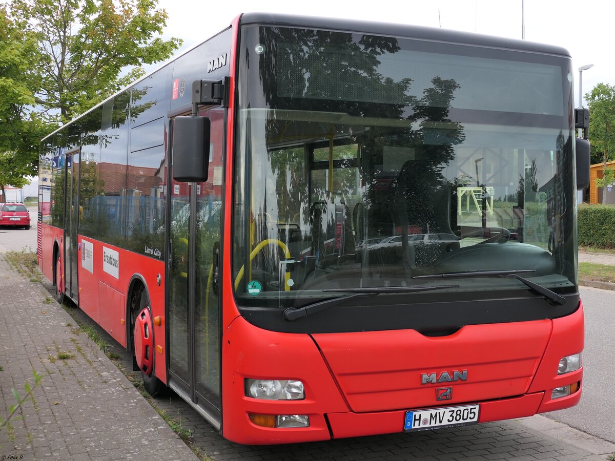 MAN Lion's City von Miabus aus Deutschland (ex Peter's Reisedienst KS-PR 223) im Gewerbegebiet Sassnitz.