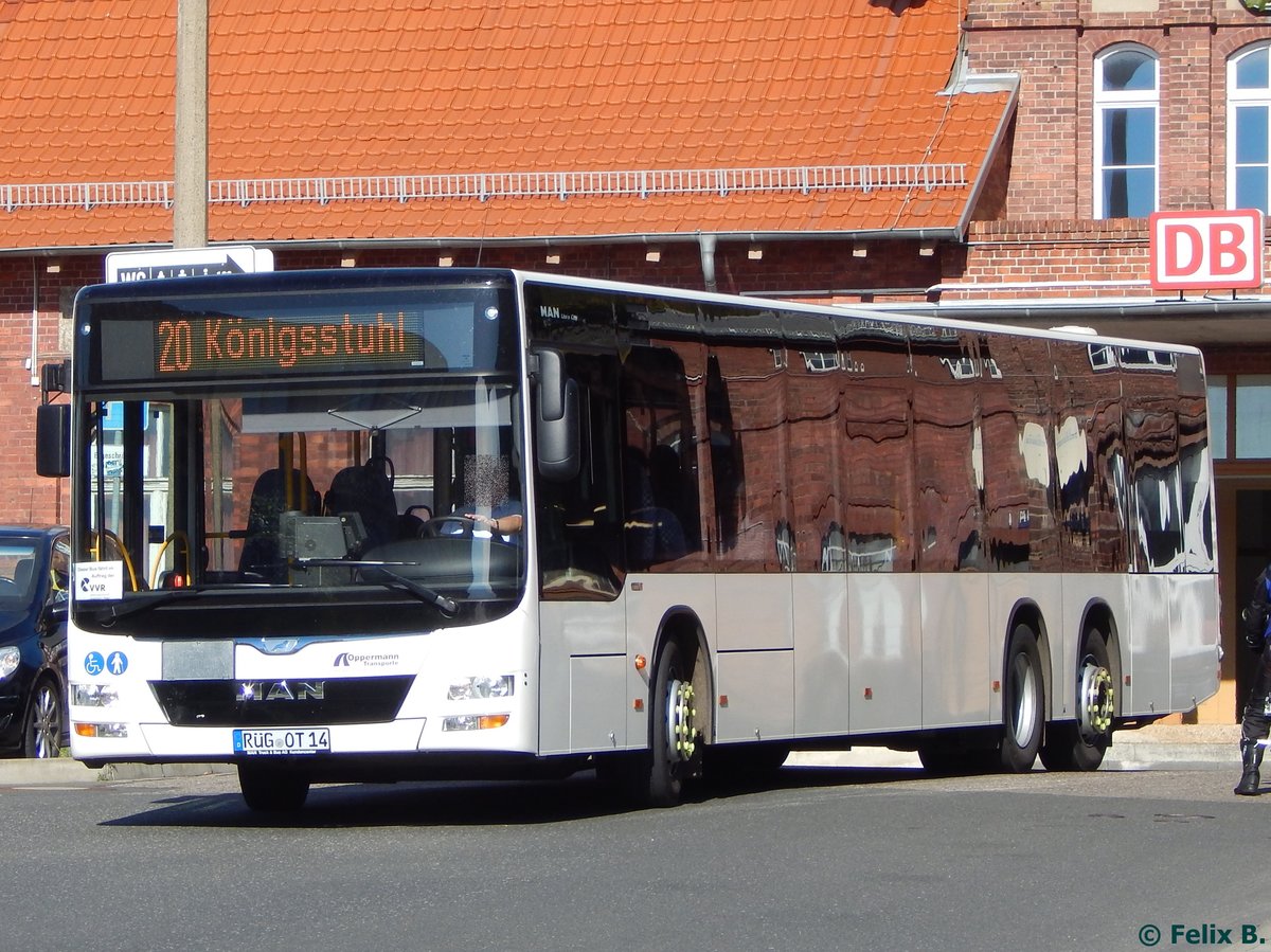 MAN Lion's City der Oppermann Transporte aus Deutschland in Sassnitz. 