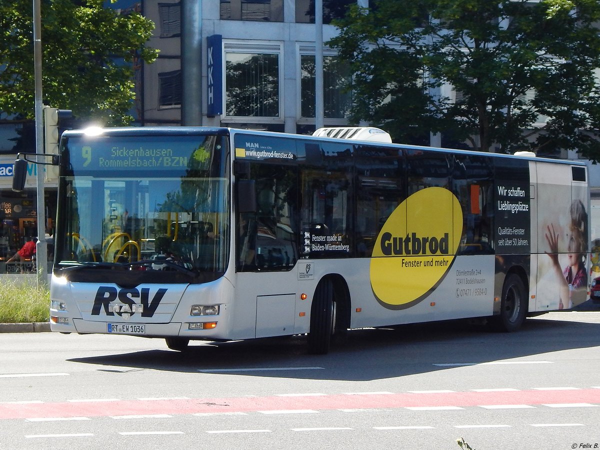 MAN Lion's City der Reutlinger Stadtverkehrsgesellschaft in Reutlingen.