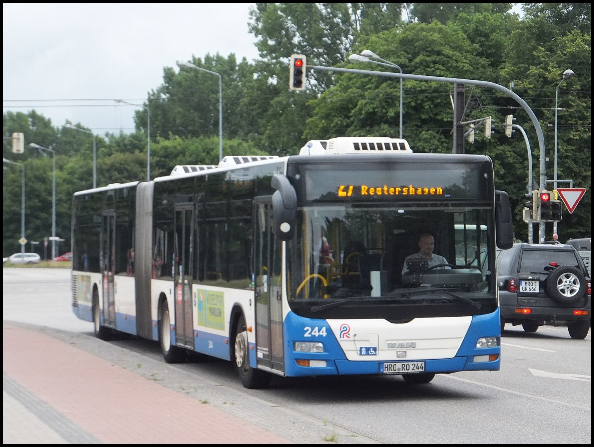 MAN Lion's City der Rostocker Straenbahn AG in Rostock.