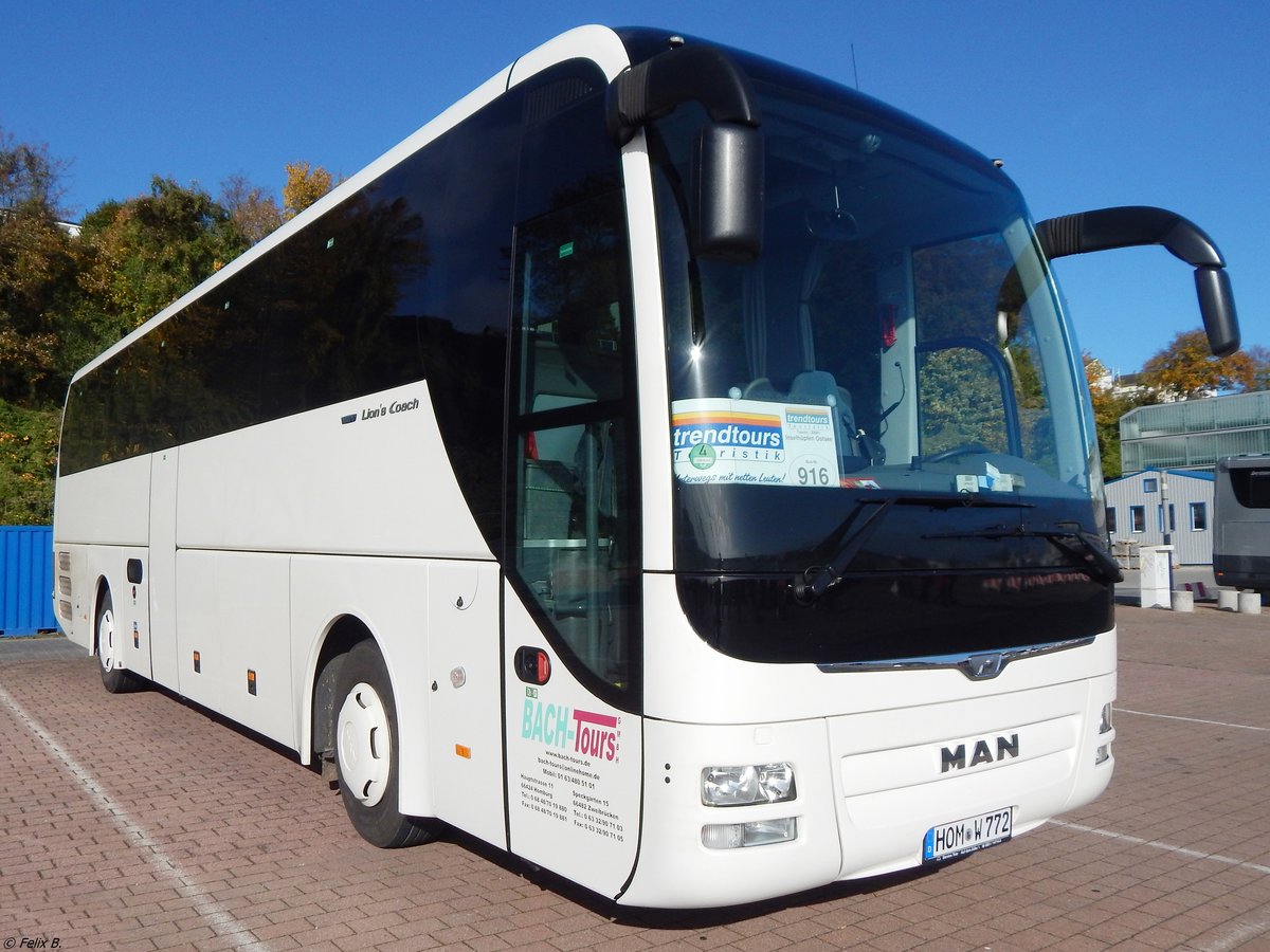 MAN Lion's Coach von Bach-Tours aus Deutschland im Stadthafen Sassnitz.