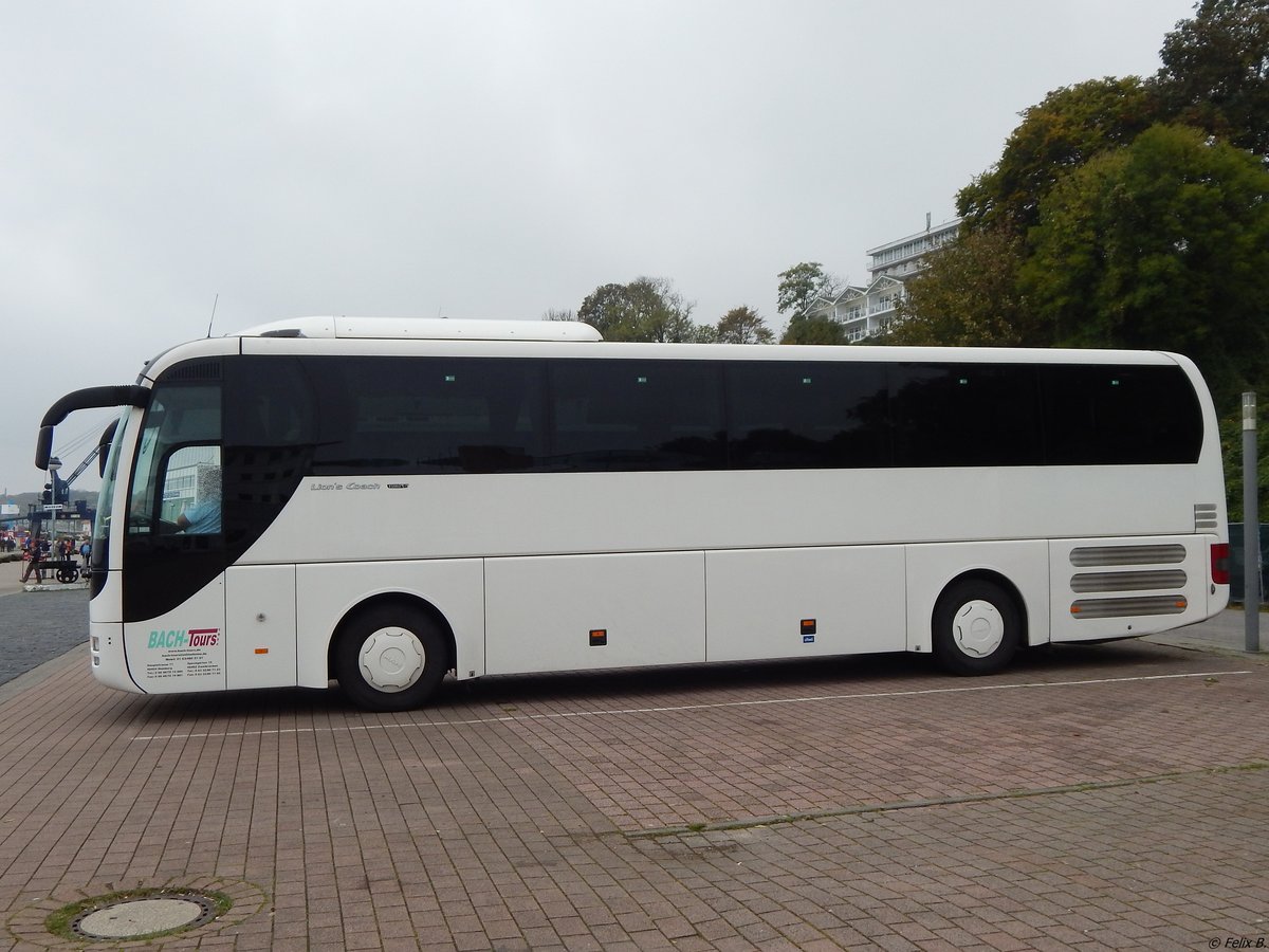 MAN Lion's Coach von Bach-Tours aus Deutschland im Stadthafen Sassnitz.