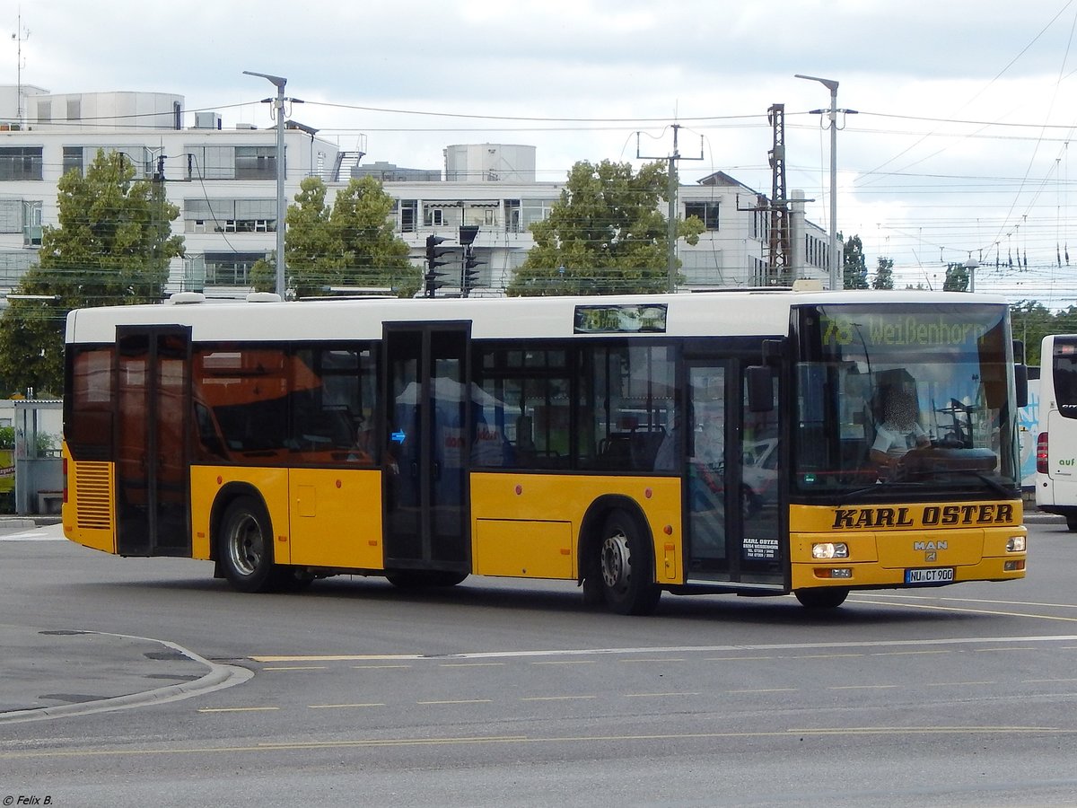 MAN Niederflurbus 2. Generation von Karl Oster aus Deutschland (ex Postauto/CH) in Ulm.