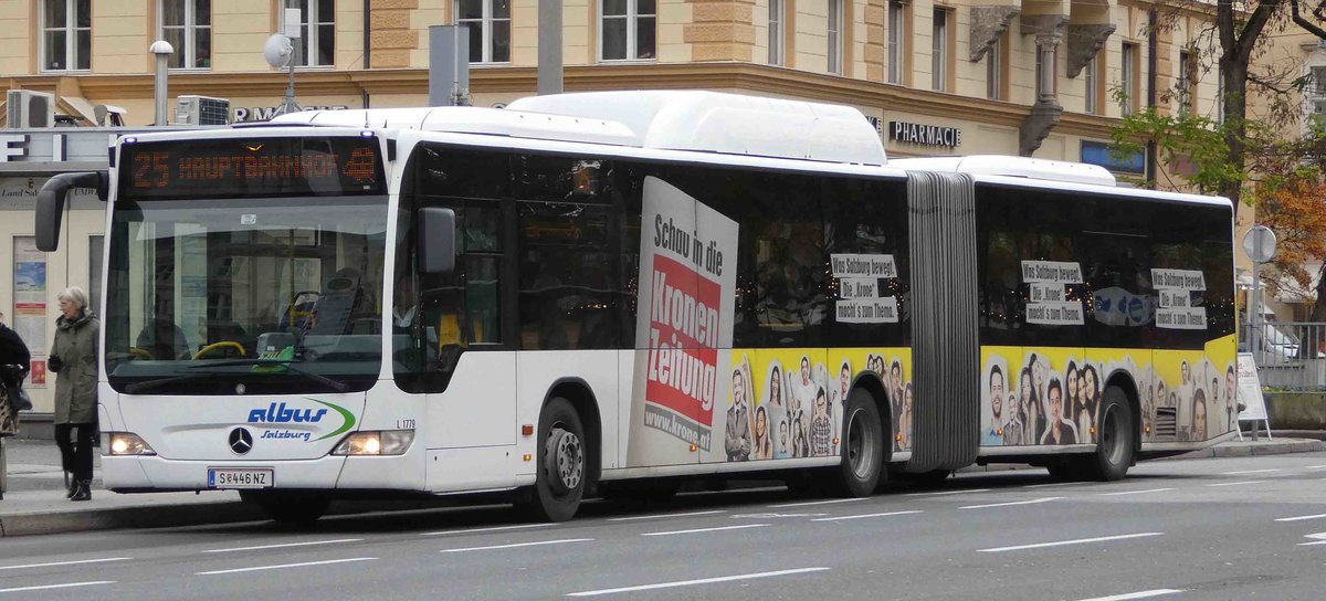 MB Citaro von  Albus Salzburg  unterwegs als Linie 25 im Dezember 2018