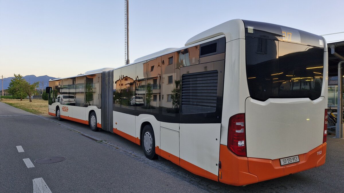Mercedes-Benz Citaro G C2, SO 155953, in Deitingen Bahnhof, als Ersatzverkehr Solothurn-Luterbach-Deitingen, Busbetriebe Solothurn und Umgebung, Aufgenommen am 5. Juli 2026