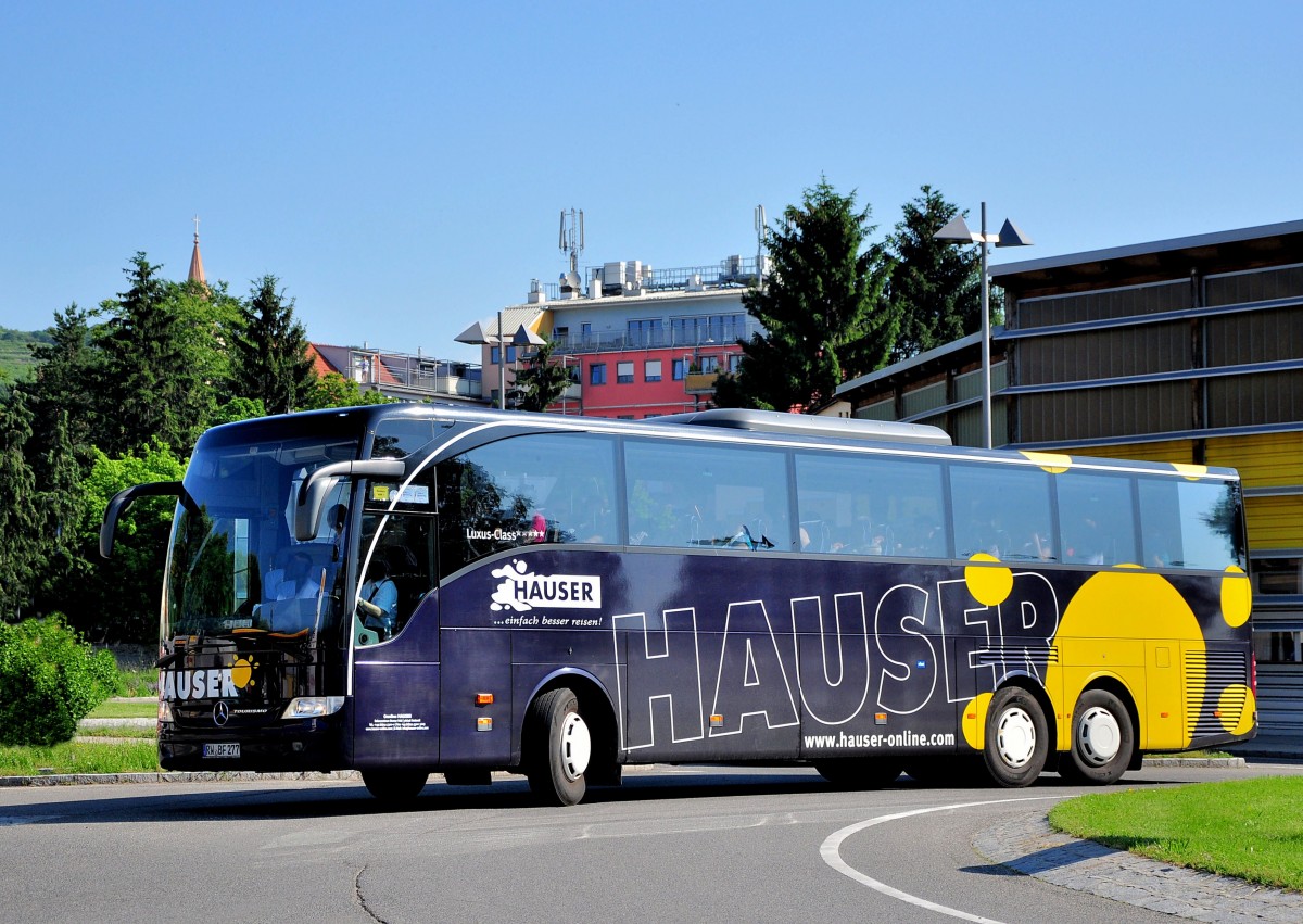 Mercedes Benz Tourismo von HAUSER / BRD am 17.6.2013 in Krems an der Dponau unterwegs.