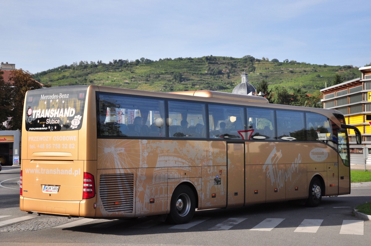 Mercedes Benz Tourismo von Transhand aus Polen am 24.9.2014 in Krems.