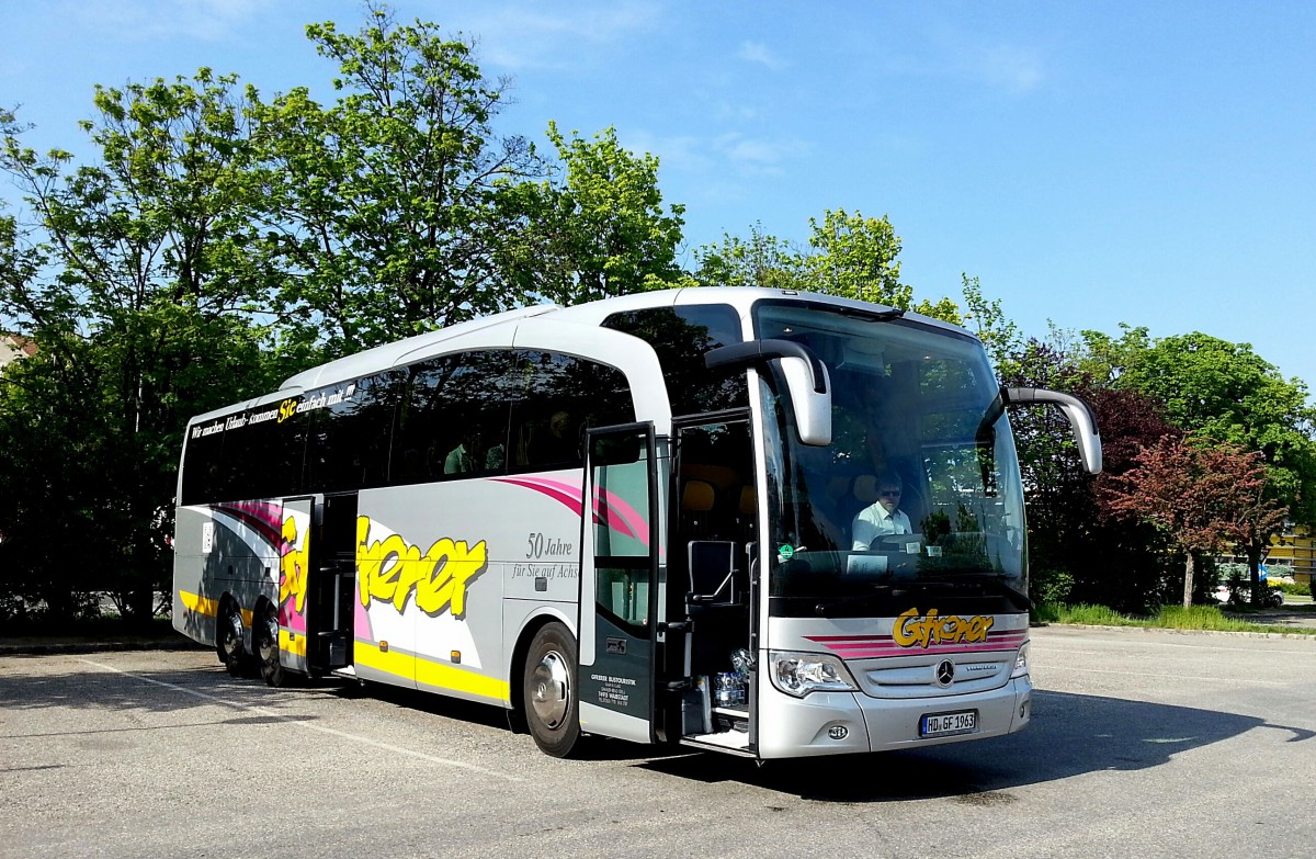 Mercedes Benz Travego von Busreisen Gfrerer / BRD im Mai 2014 in Krems.