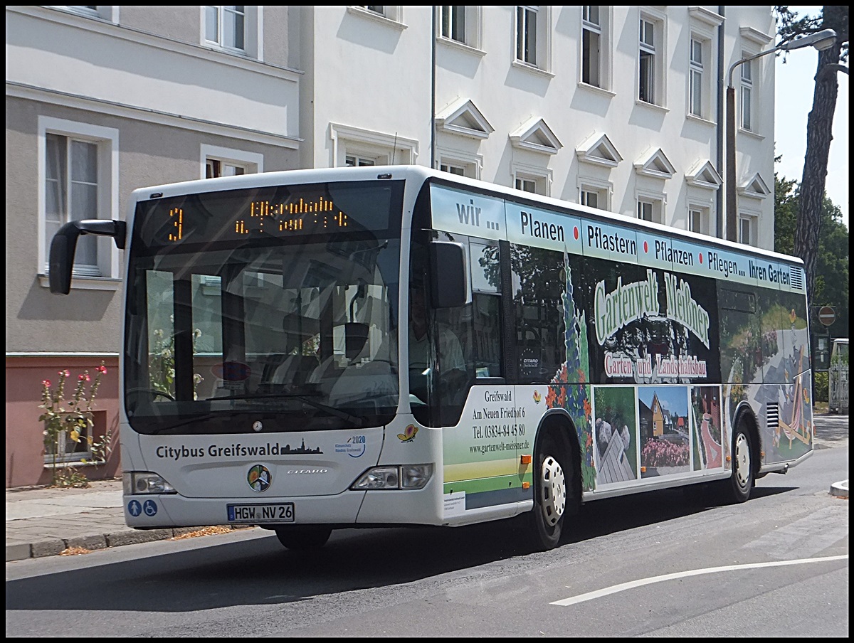 Mercedes Citaro II der Stadtwerke Greifswald in Greifswald. 