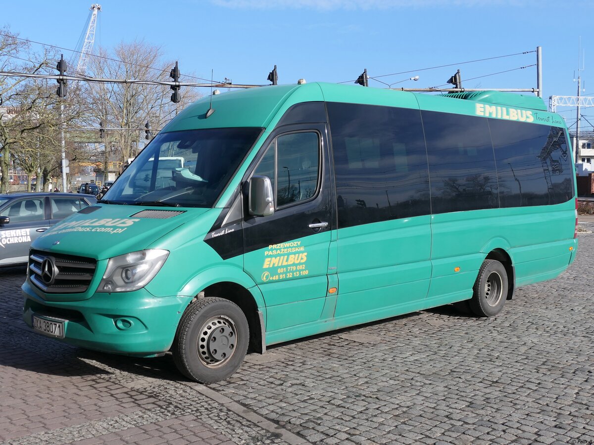 Mercedes Sprinter von Emilbus aus Polen in Świnoujście/Swindemünde.