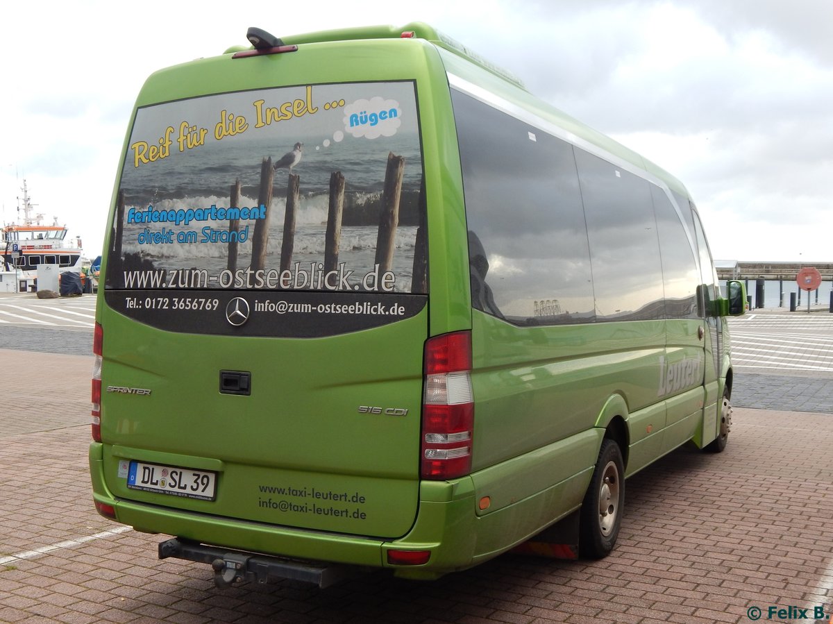 Mercedes Super Sprinter von Leutert aus Deutschland im Stadthafen Sassnitz.