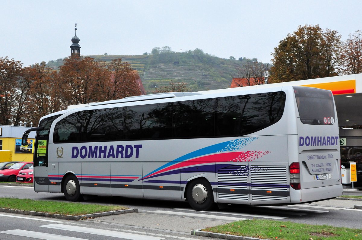 Mercedes Travego von Domhart Reisen aus der BRD in Krems gesehen.