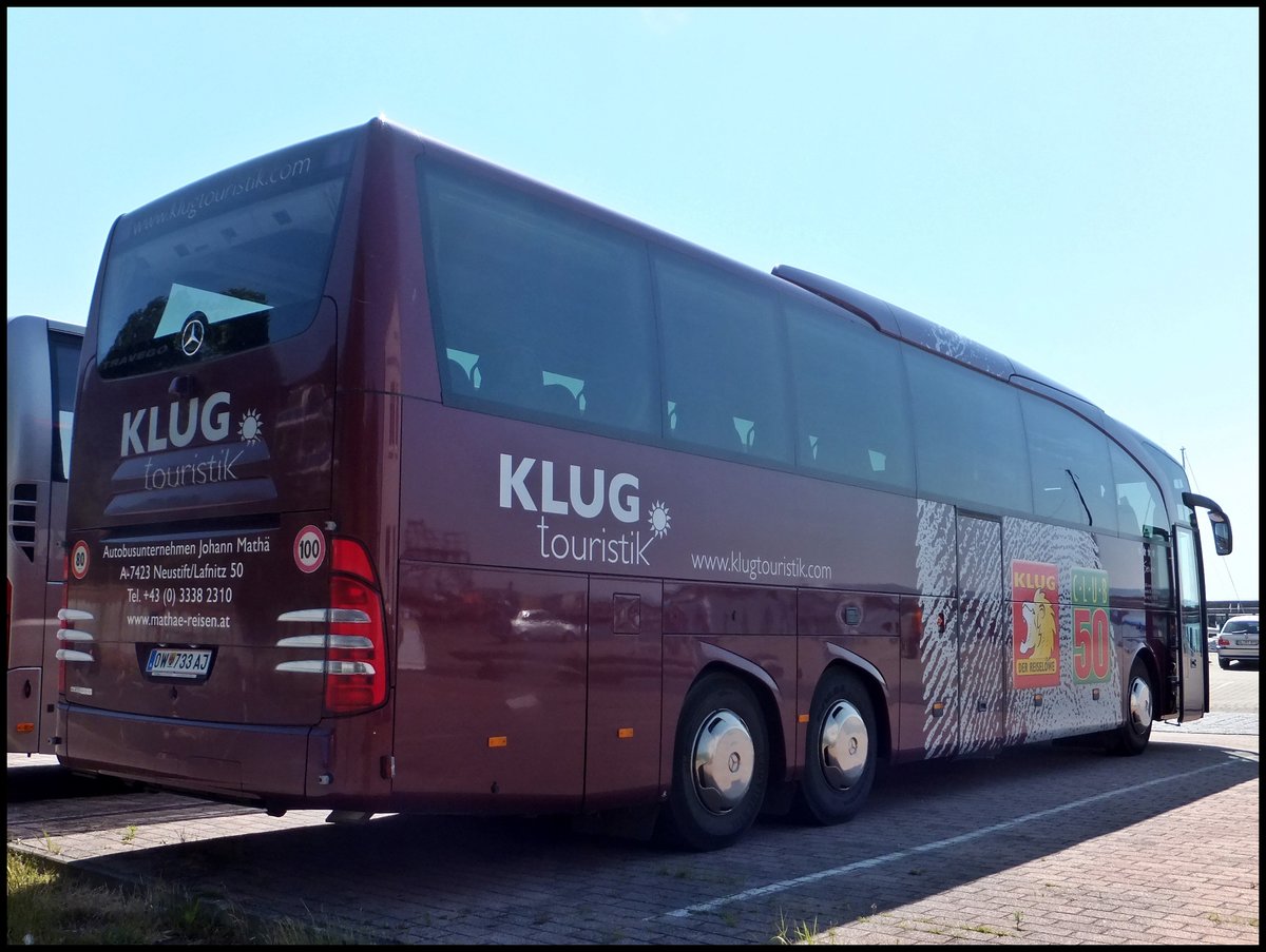 Mercedes Travego von J. Mathä aus Österreich im Stadthafen Sassnitz.