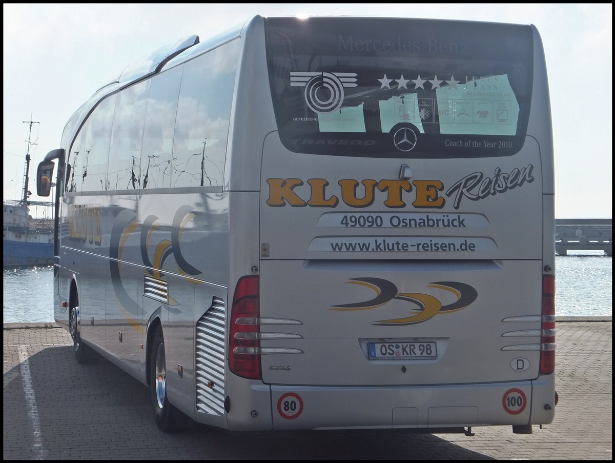 Mercedes Travego von Klute aus Deutschland im Stadthafen Sassnitz.