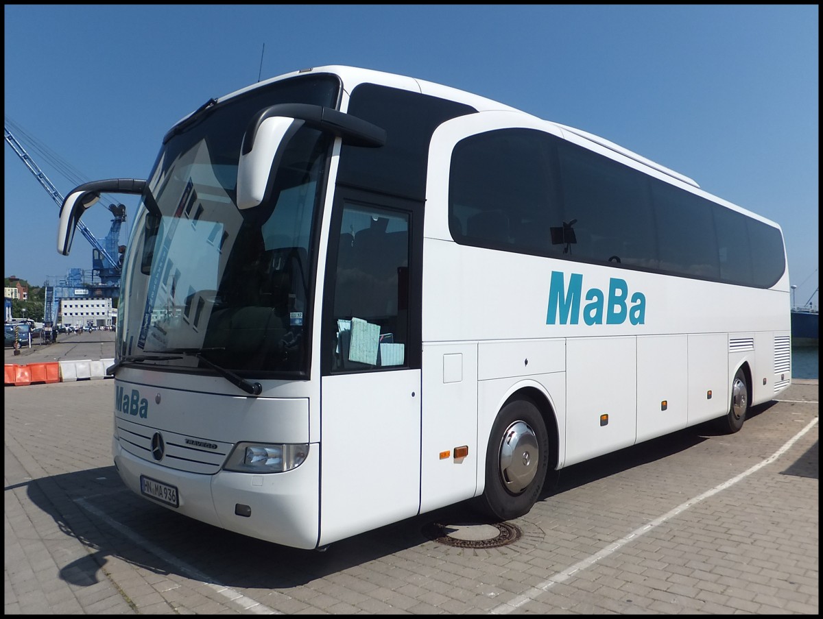 Mercedes Travego von MaBa aus Deutschland im Stadthafen Sassnitz.