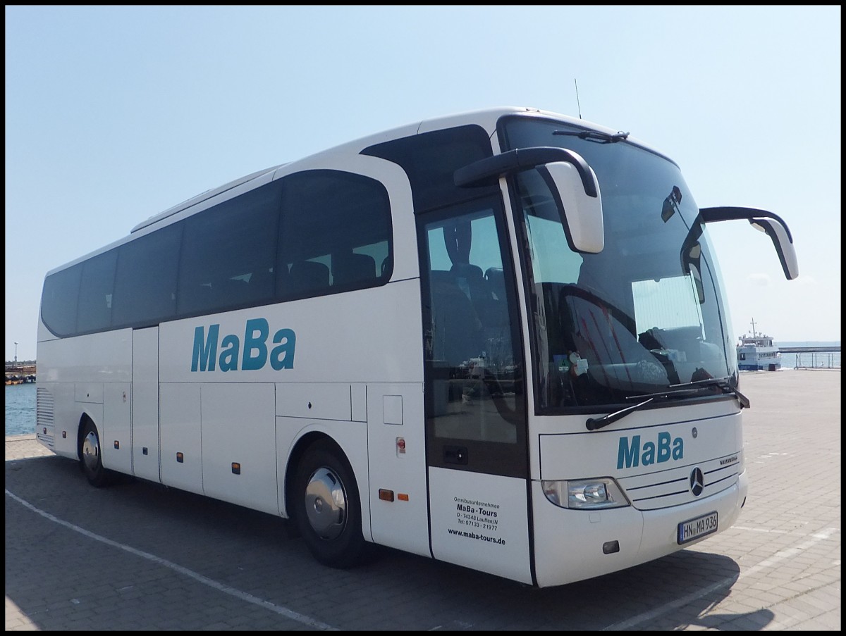 Mercedes Travego von MaBa aus Deutschland im Stadthafen Sassnitz.