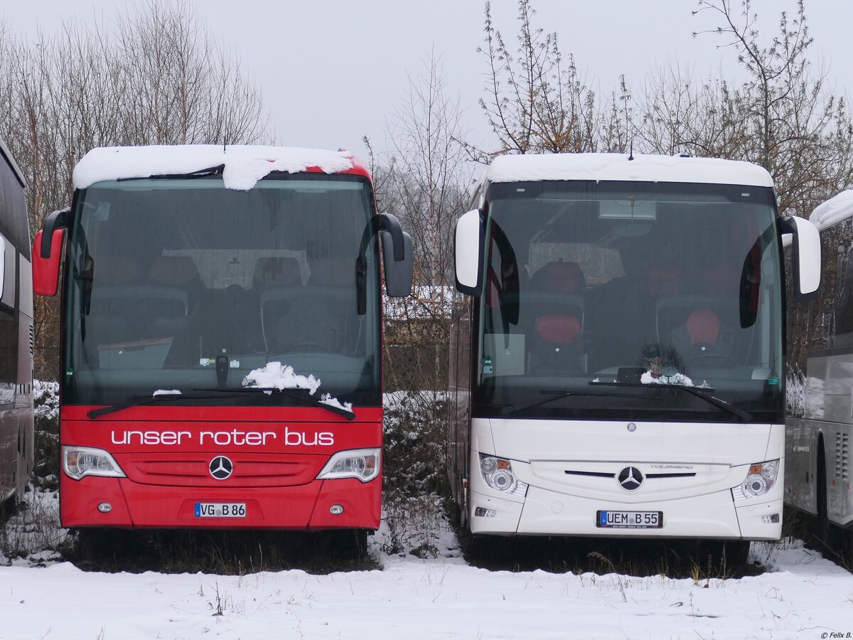 Mercedes Travego und Mercedes Tourismo von URB aus Deutschland in Ueckermünde.