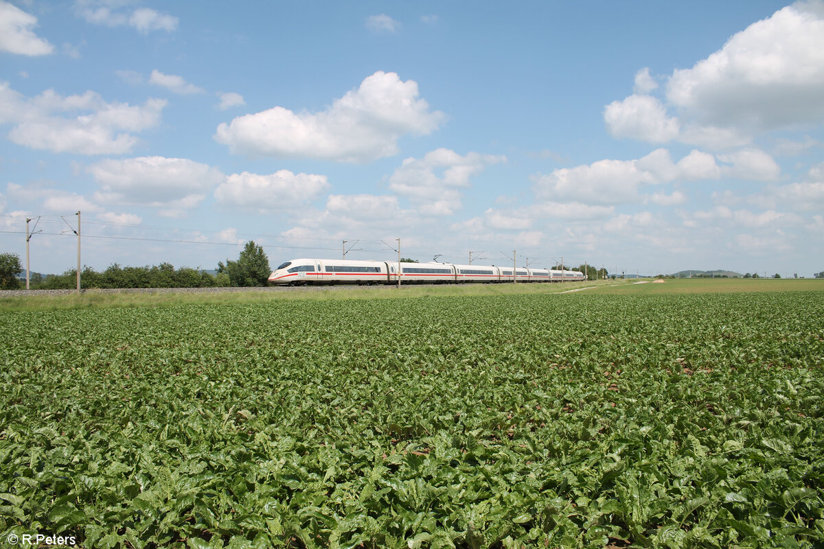 Nachschuss 403 063-0  Weilheim i.OB  als Umleiter ICE bei Uffenheim in Richtung S�den. 04.06.24