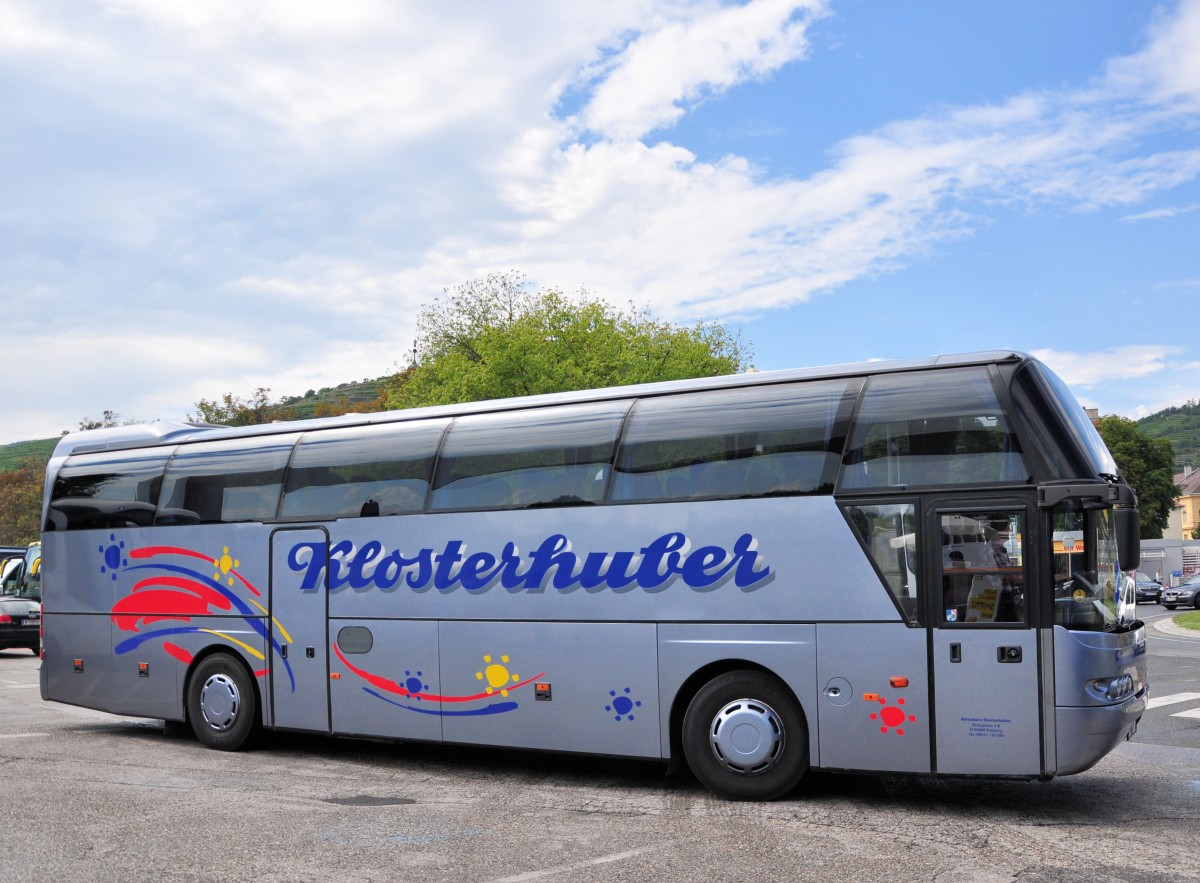 Neoplan Cityliner vom Reisebro Klosterhuber aus Deutschland am 12.Juli 2014 in Krems. 