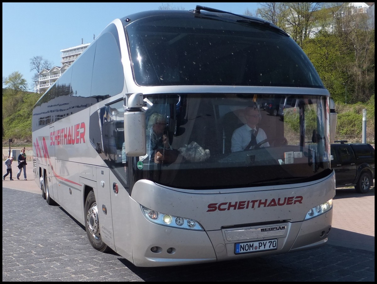 Neoplan Cityliner von Scheithauer aus Deutschland im Stadthafen Sassnitz.