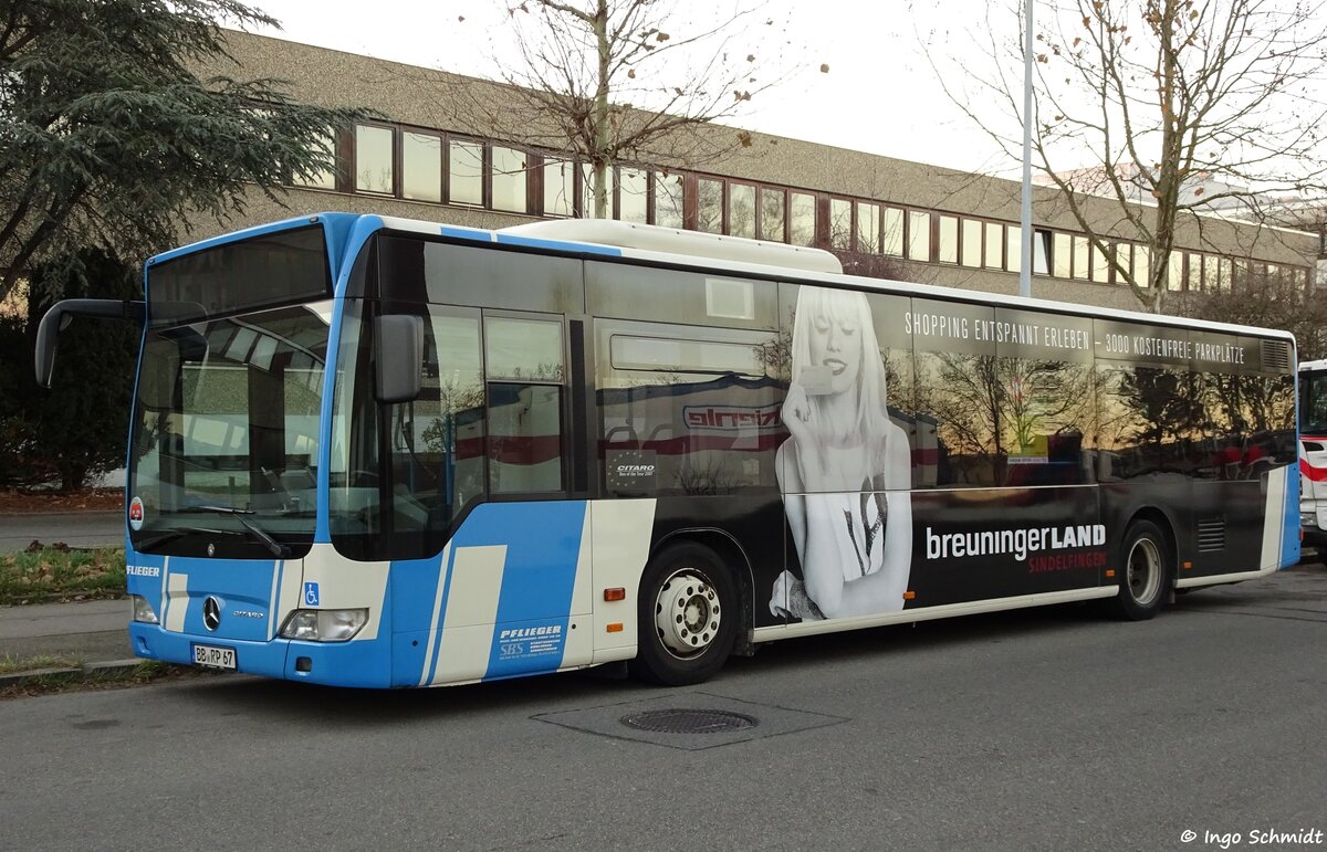 Pflieger Reise & Verkehr aus Böblingen | Stadtverkehr Böblingen Sindelfingen (SBS) | Nr. 67 | BB-RP 67 | Mercedes-Benz Citaro Facelift | 06.12.2015 in Böblingen