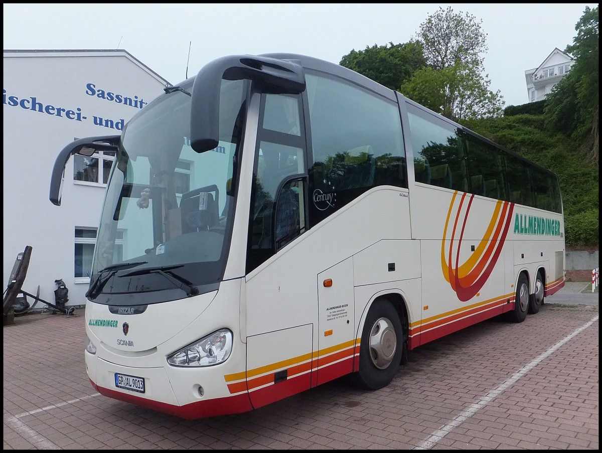 Scania Irizar von Allmendinger aus Deutschland im Stadthafen Sassnitz.