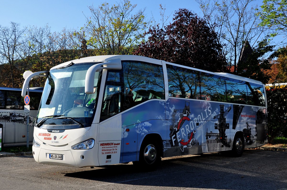 Scania Irizar von Heinrich Reisen aus der BRD in Krems gesehen.