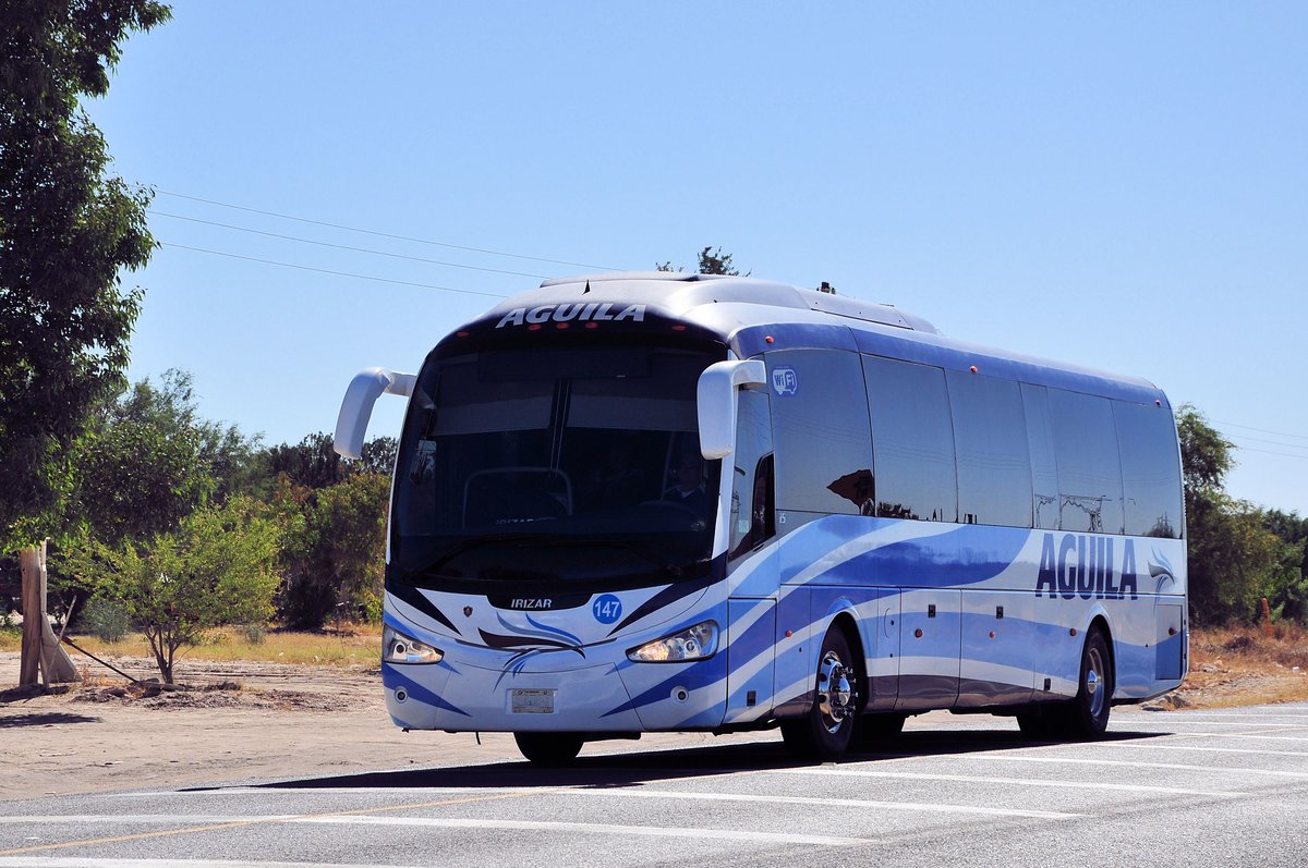 Scania Irizar I5 Linienbus von Aguila auf der Route Nr.1 in der Baja California Sur in Mexico gesehen,Mrz 2016