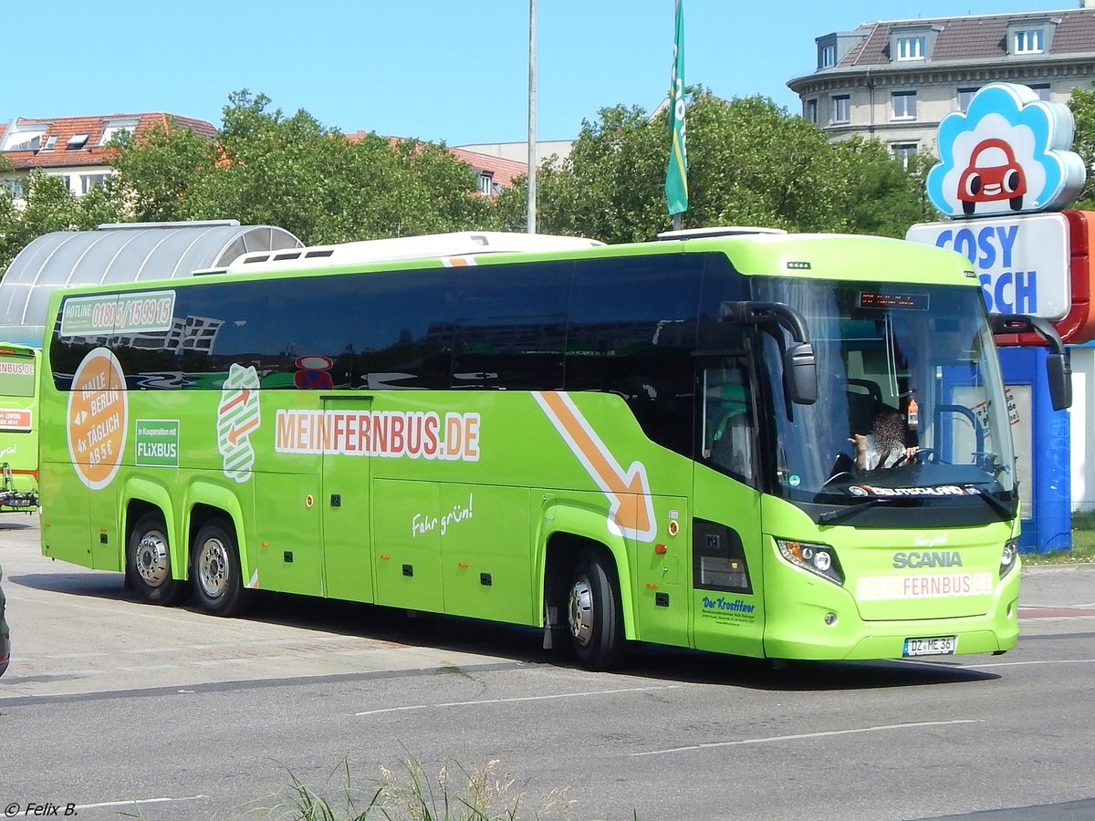 Scania Touring von FlixBus/Der Krostitzer aus Deutschland in Berlin.