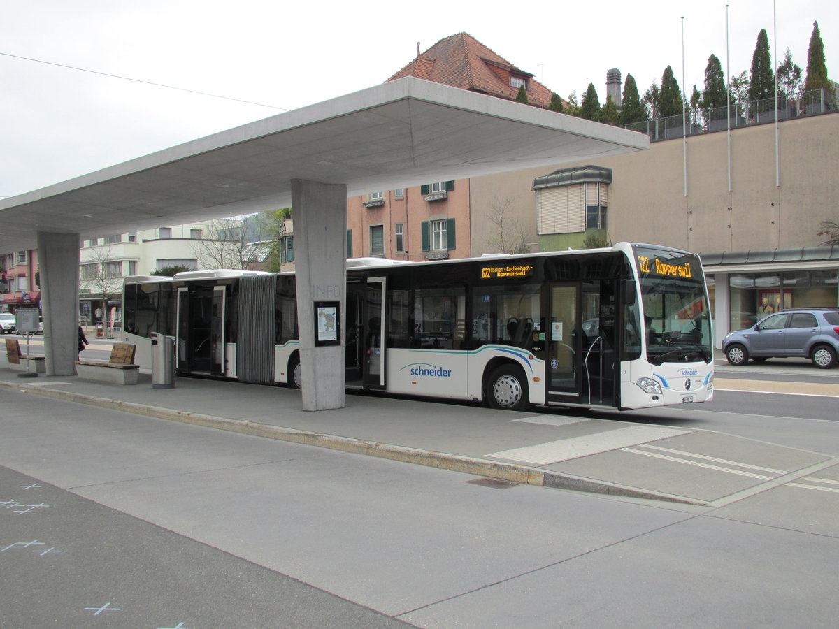 Schneider - Mercedes Citaro G Nr. 3 (Baujahr 2019) an der Busstation beim Bahnhof in Wattwil am 20.4.20