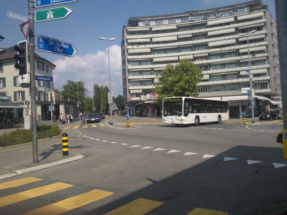 SCHNEIDER-Mercedes Citaro NR.5 in Rapperswil an der Bahnhofstrasse am 3.7.13.