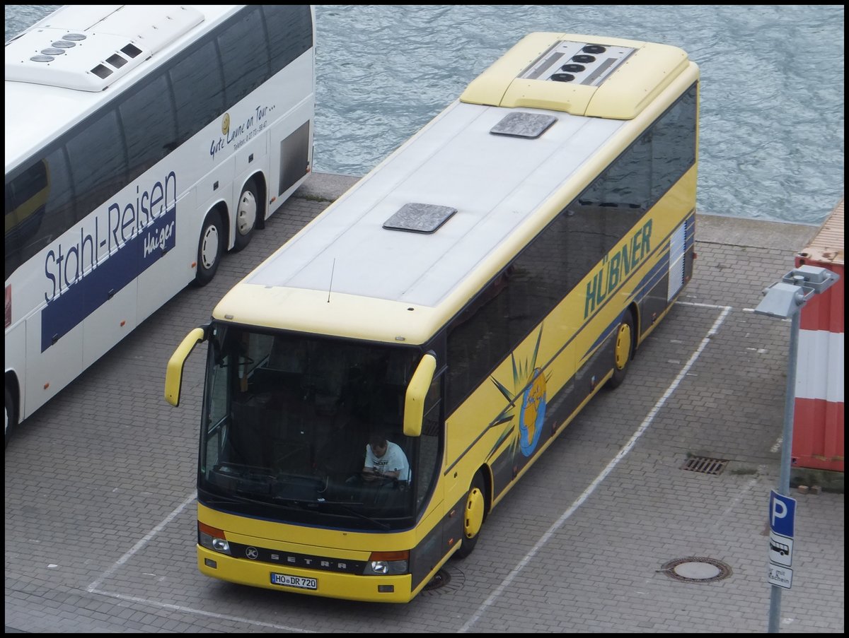 Setra 315 GT-HD von Hübner aus Deutschland (ex Stern Reisen/Österreich) im Stadthafen Sassnitz.