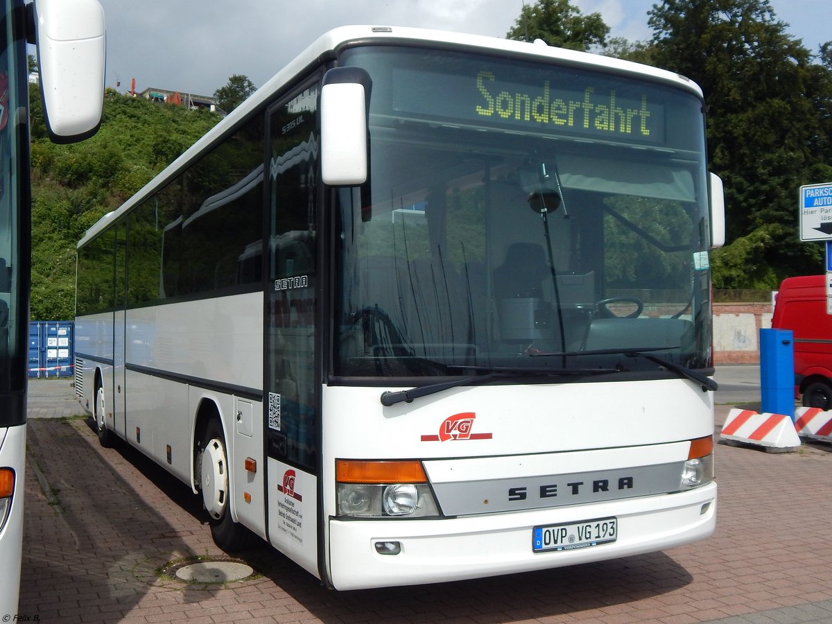 Setra 315 UL der Anklamer Verkehrsgesellschaft im Stadthafen Sassnitz.