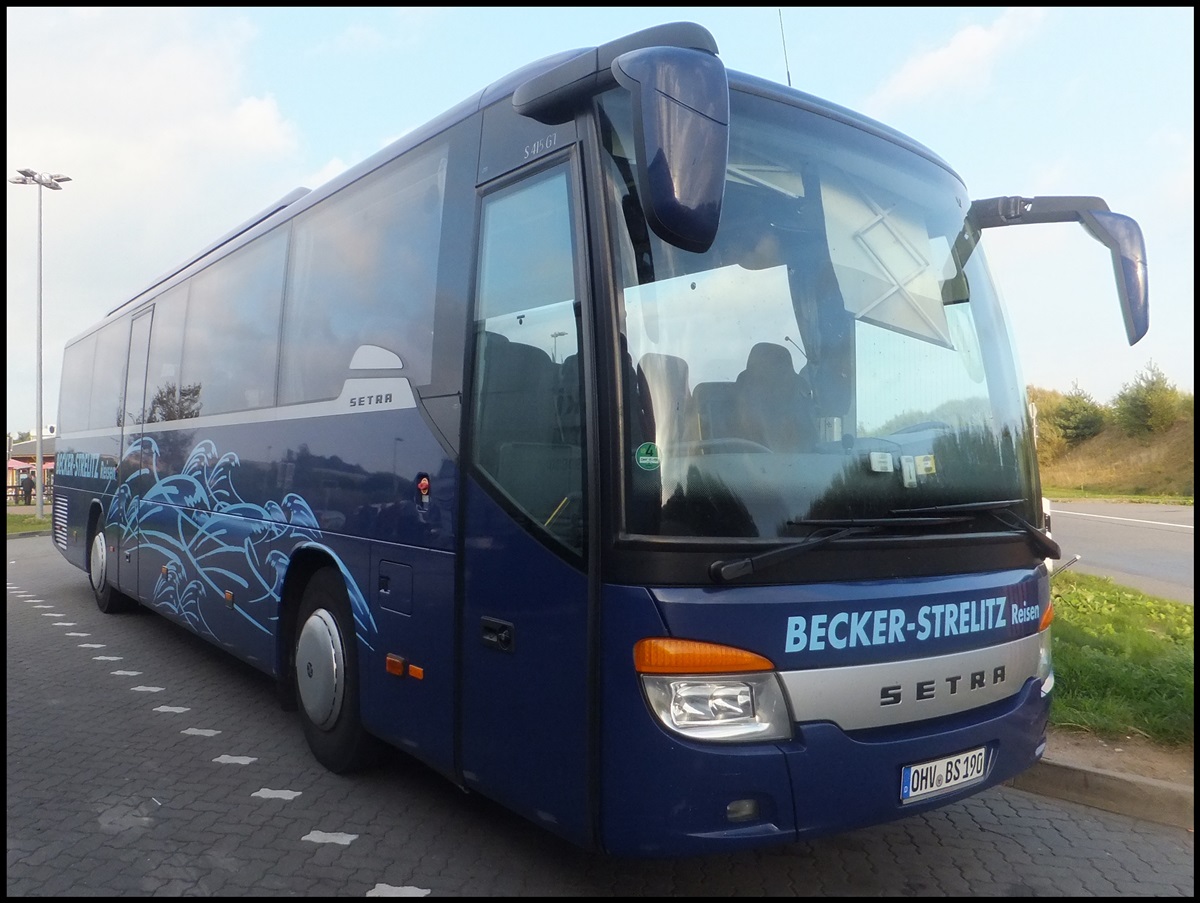 Setra 415 GT von Becker-Strelitz Reisen aus Deutschland bei der Raststtte Fuchsberg.